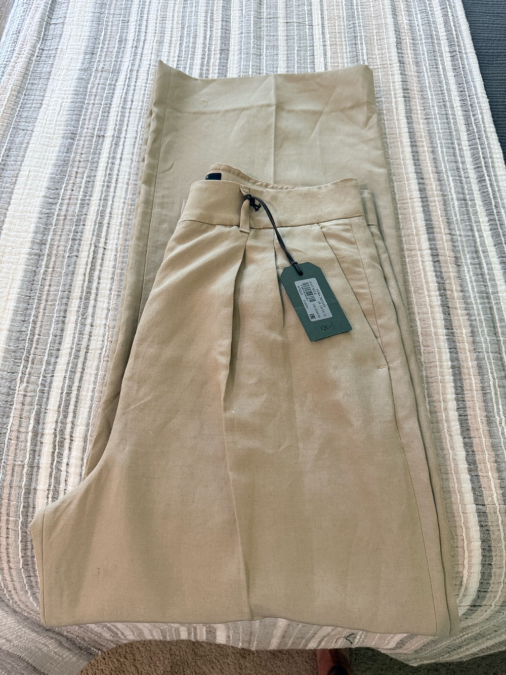 PAIGE women’s Classic Pleated Chino Pants — light olive
